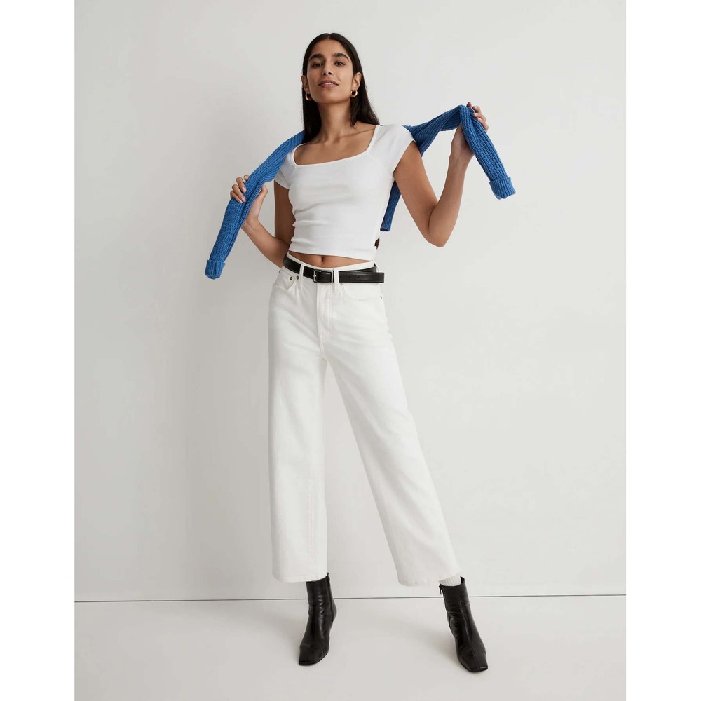 Madewell Perfect Vintage White Wide Leg Crop Jeans Size 30 High Rise Minimalist
